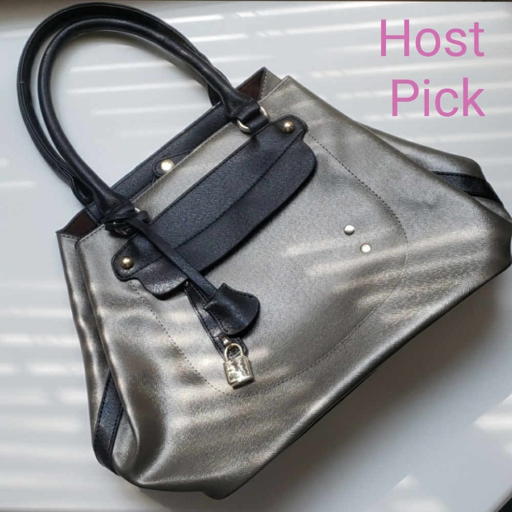Shoedazzle Large Purse Black and Silver NWOT